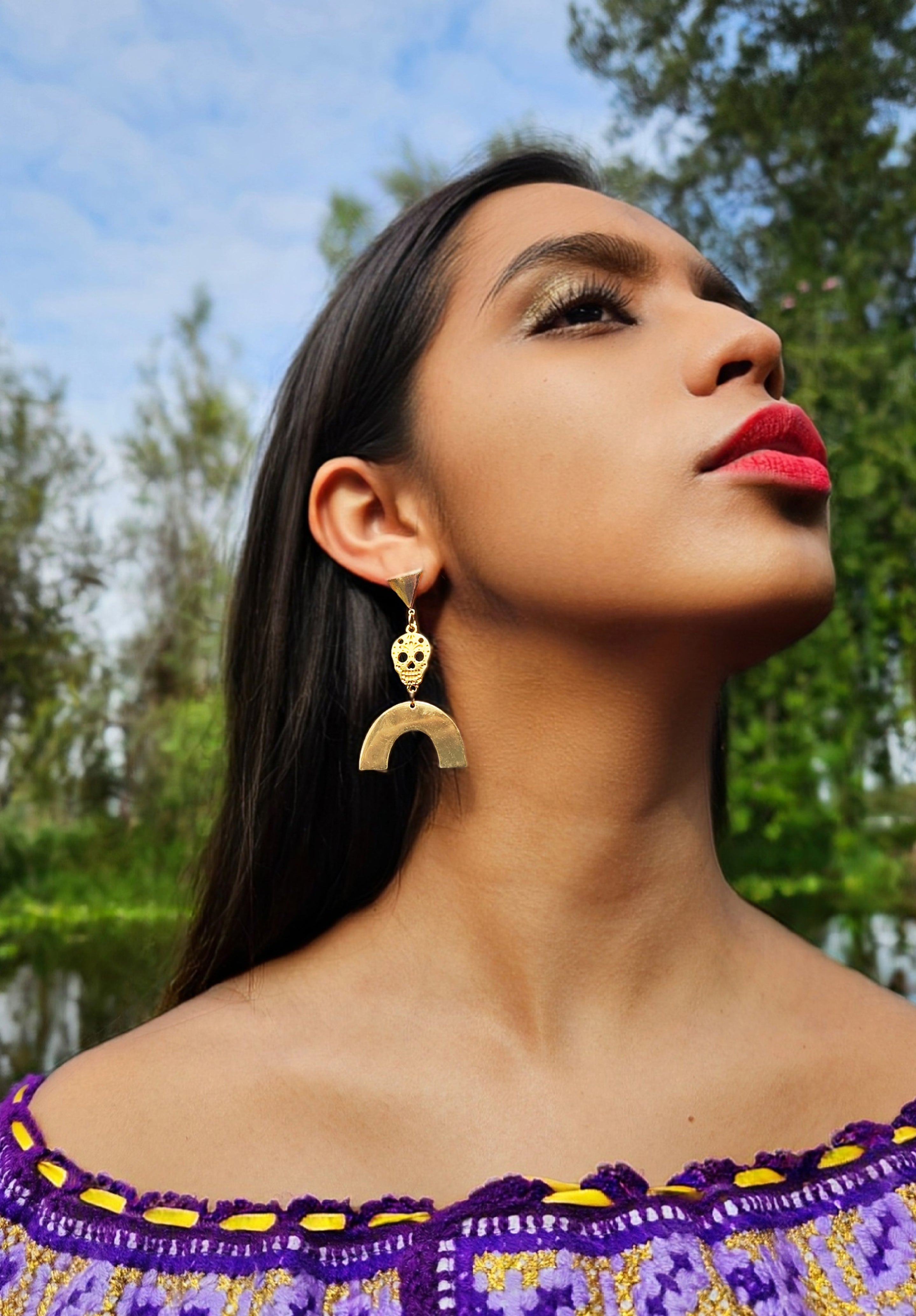 Aretes Calavera oro