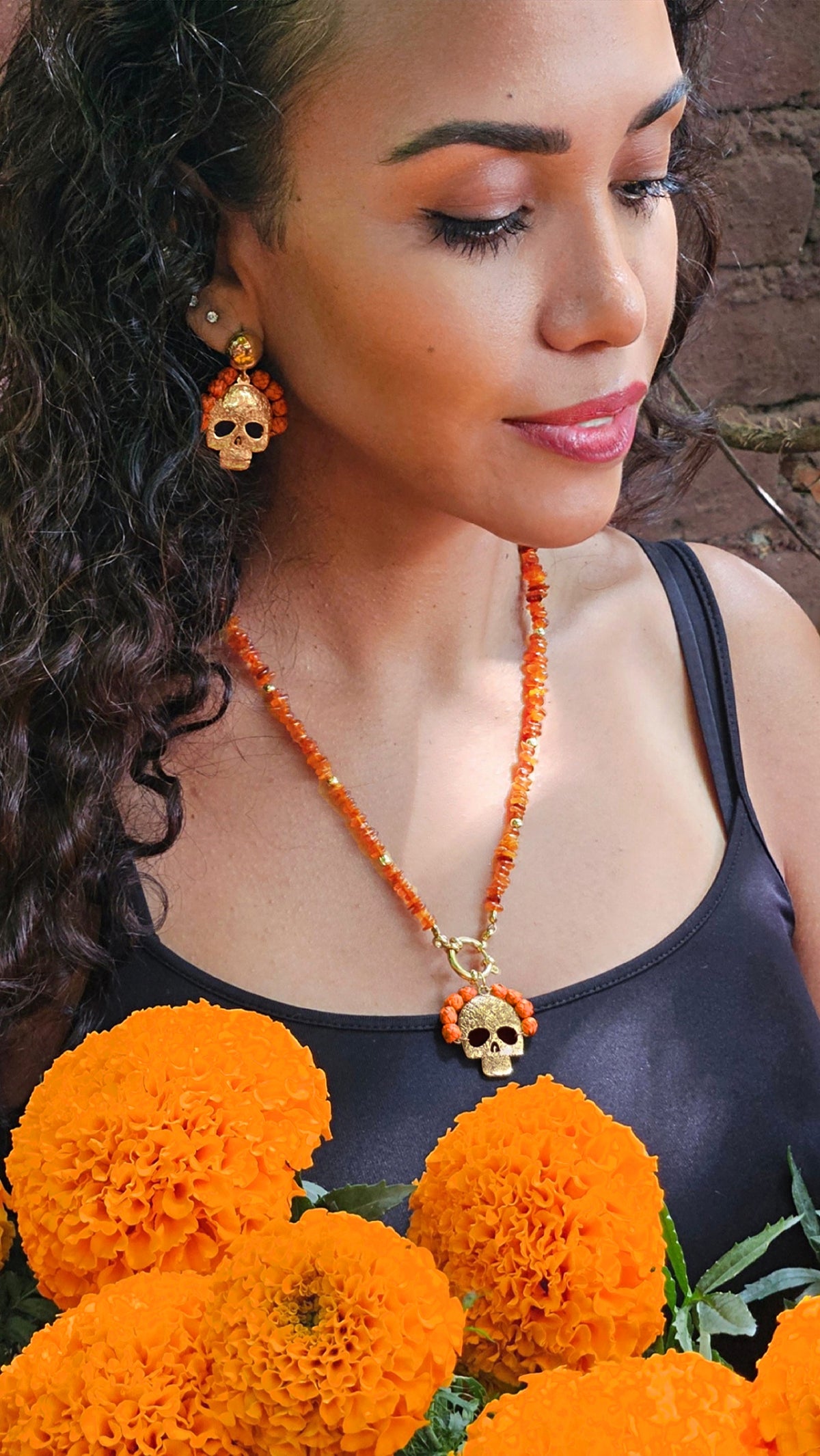 Collar Calavera Naranja