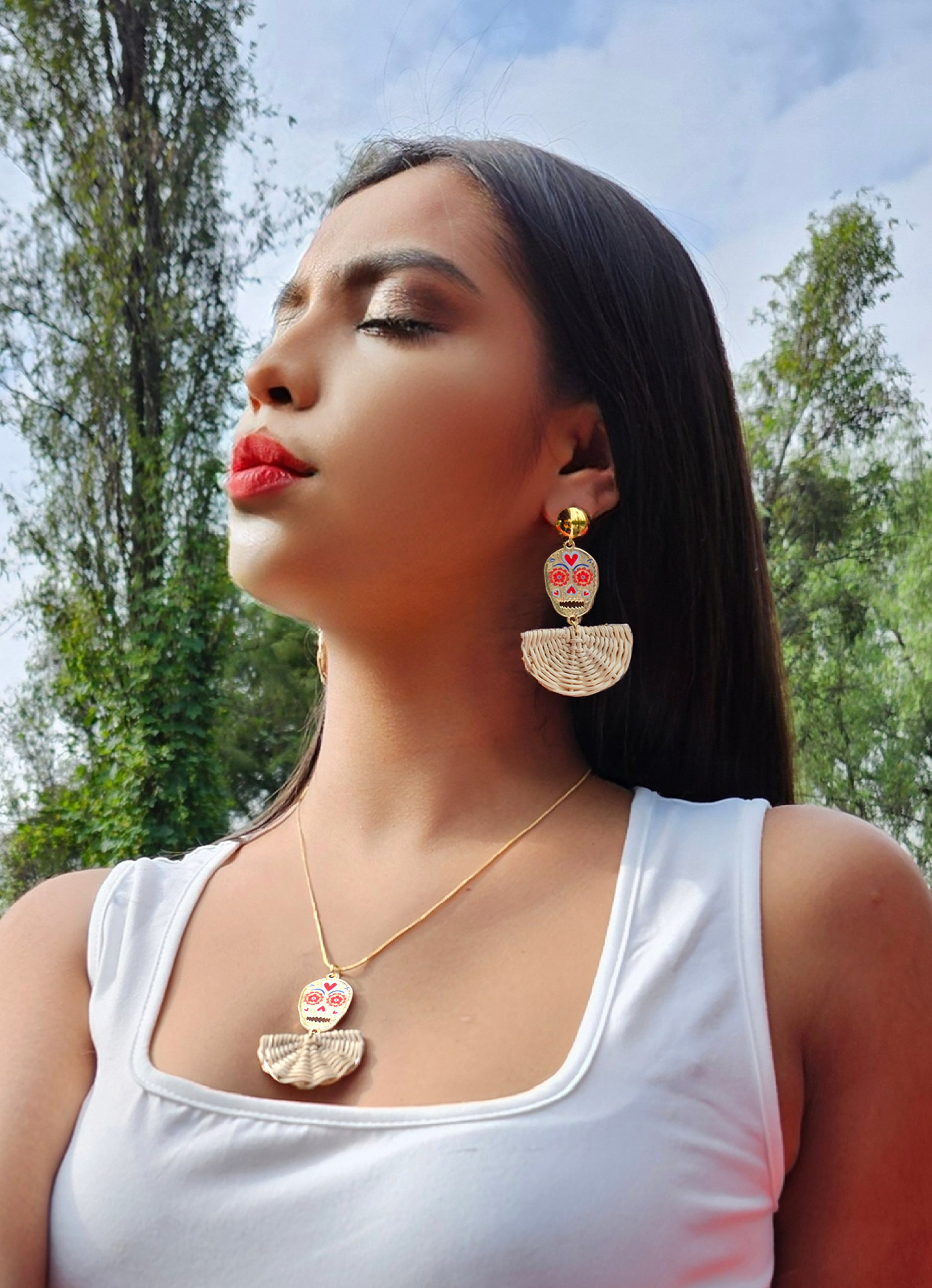 Aretes Calavera colorida