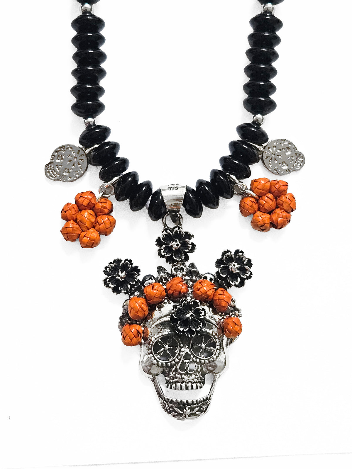 Collar Calavera Naranja Grande